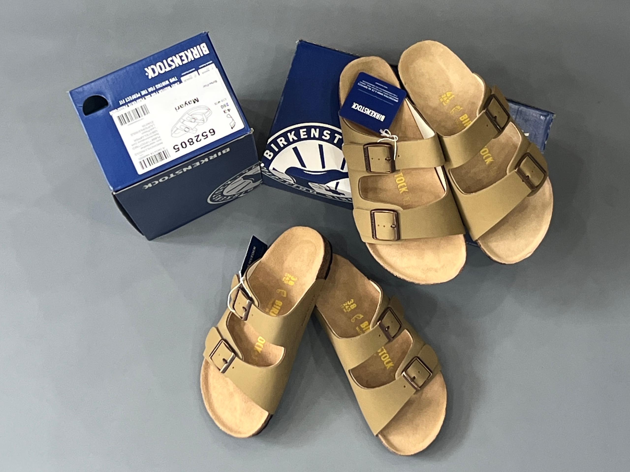 Birkenstock Arizona Sandals - Khaki / Faded Khaki Nubuck Leather - Double Buckle - Cork Footbed - Original Box - Size 40-45 - Image 3