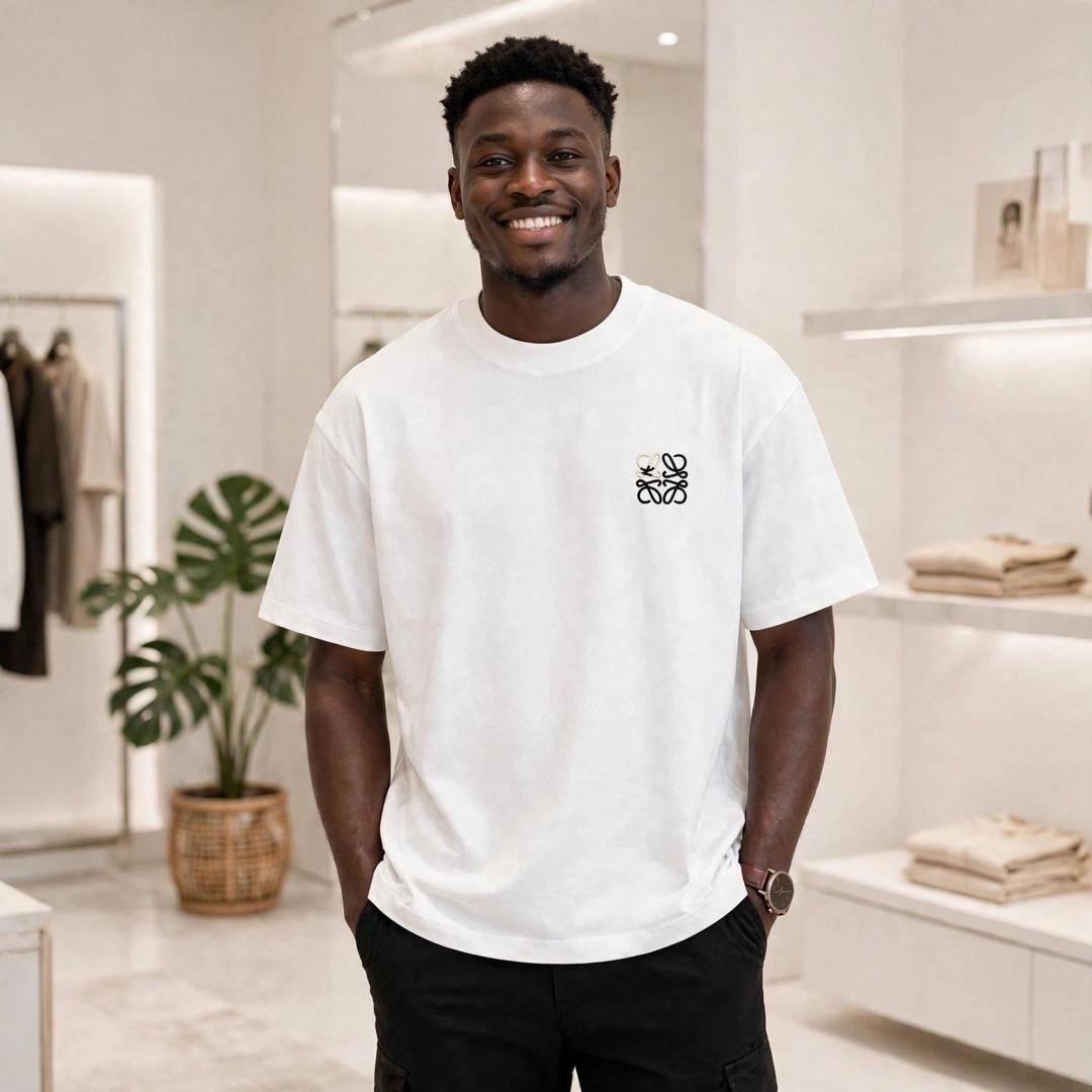 Loewe Anagram Embroidery T-Shirt - White Oversized - Luxury Cotton - S M L XL