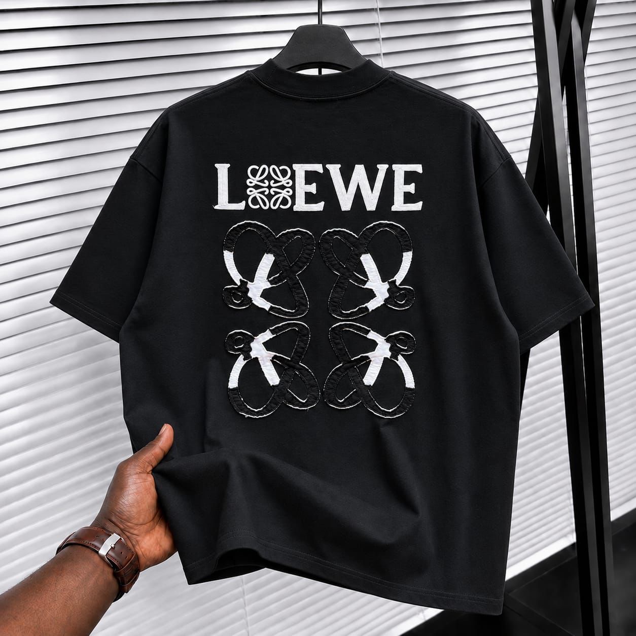Loewe Oversized T-Shirt - Black Front Chest Logo Back Big Anagram - Luxury Streetwear - S M L XL XXL - Image 2
