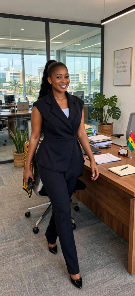 Elegant Black Sleeveless Blazer Two-Piece Set