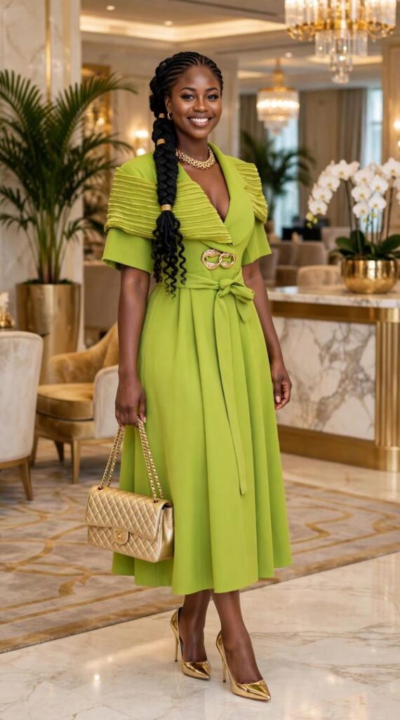 LIME GREEN PLEAT SHOULDER BELT - PREORDER