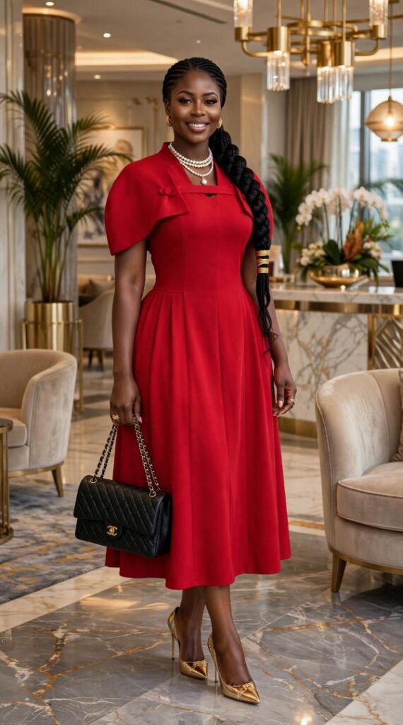 RED CAPE PLEATED MIDI - PREORDER